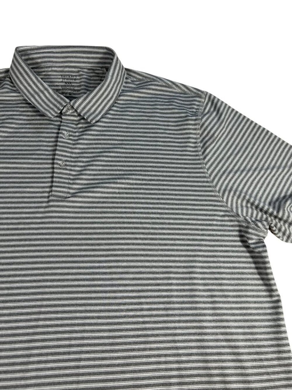 NEW Berkley Jensen Striped Performance Golf Polo Mens XXL Gray White Lightweight